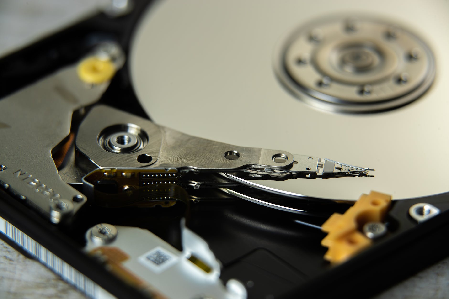 inside an open hard disk drive